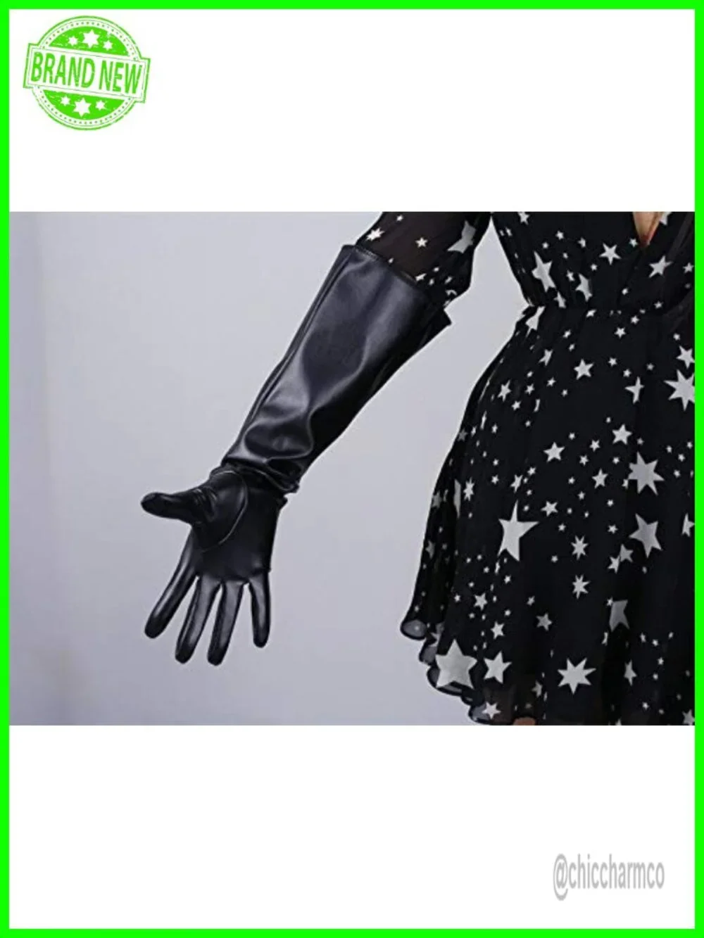 Elbow-Length Wide PUFF Gloves Faux Leather Unisex Costume Dance Party